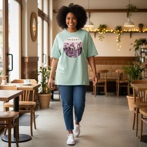 Friends Women's The TV Show Sitcom The Whole Gang T-shirt Green Size 3XL Vintage